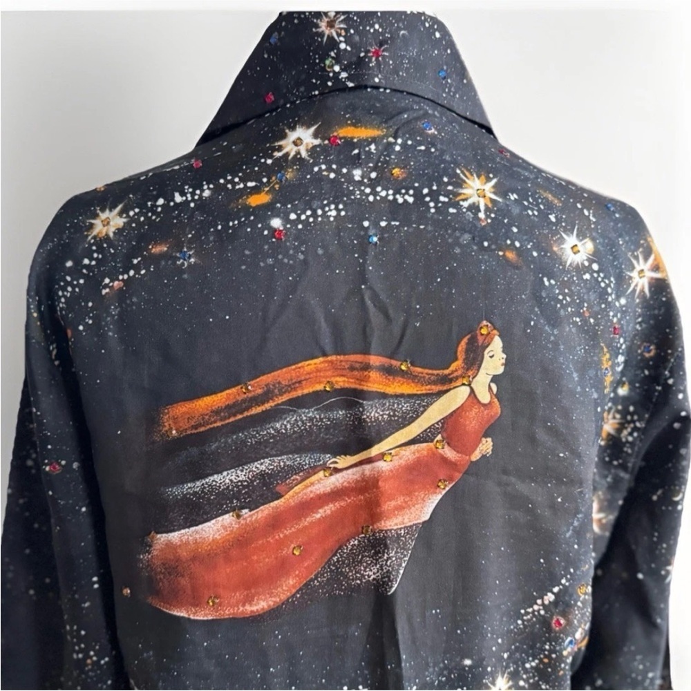 Vintage 70’s Retro Kennington Fantasia Disney Productions Bling Button Up Shirt